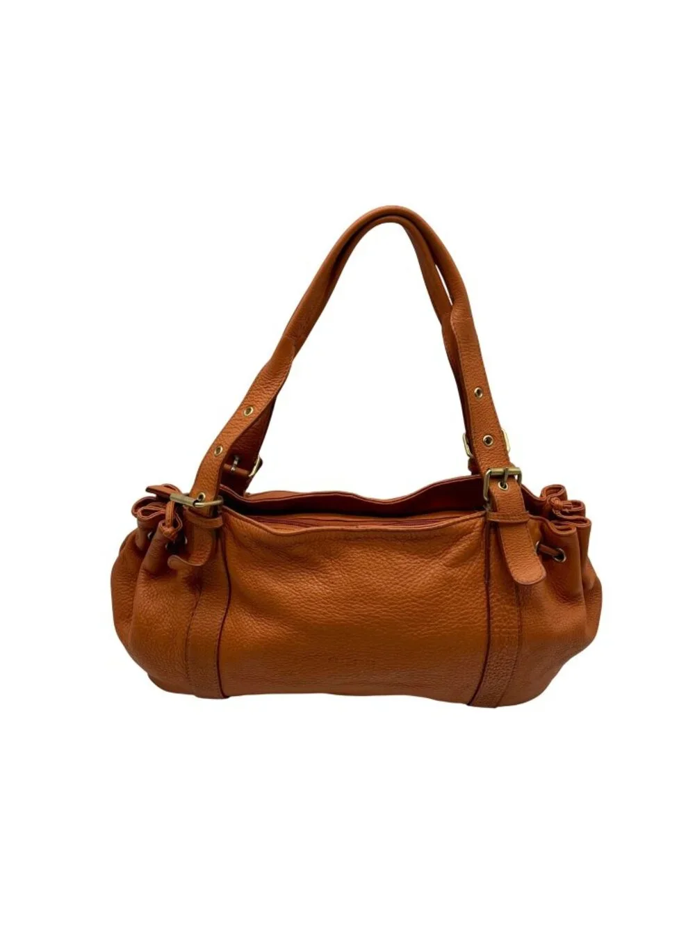 Fredric T Orange Pebbled Leather Hobo Bag